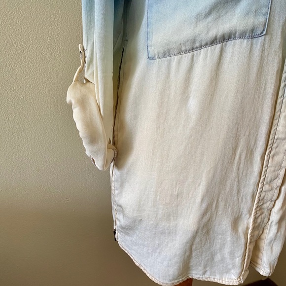 BKE red Blue Off White Dip Dye Button Up Zip Side - Picture 3 of 12